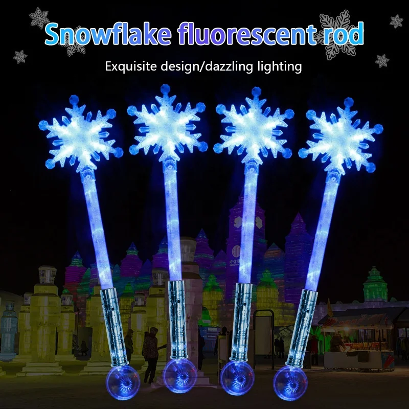 Ice Snow Magic Glowing Stick Lucky Princess Snowflake Glowing Stick Toy Elsa Birthday Gift Sparkling Fairy Stick