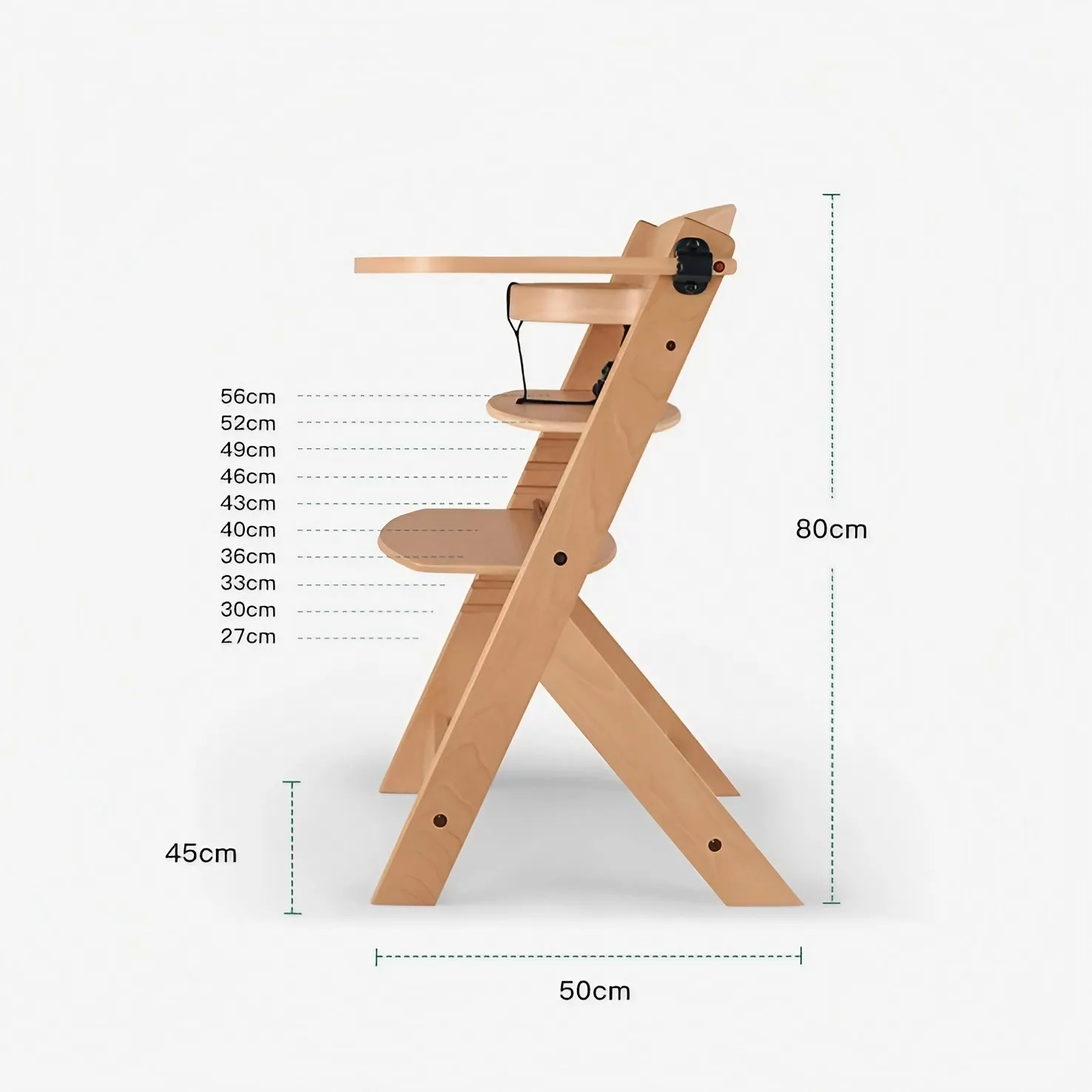 3-in-1 Adjustable Height Wooden Children High Chair Grow with Kids Dining Chair