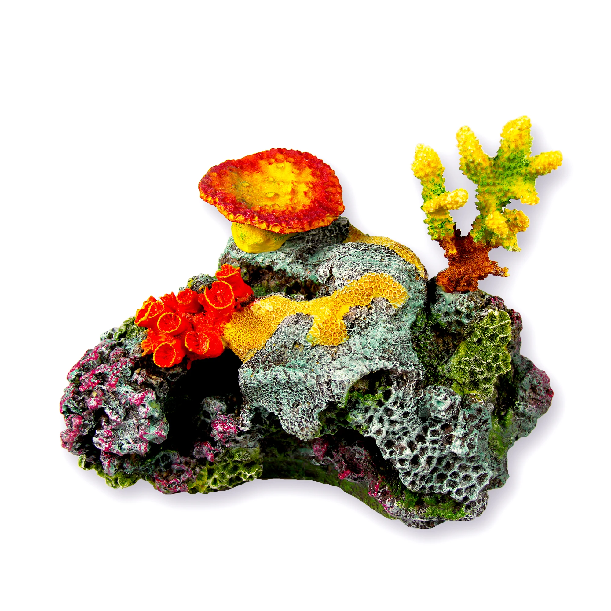 Fish tank with artificial reef coral aquarium accessories