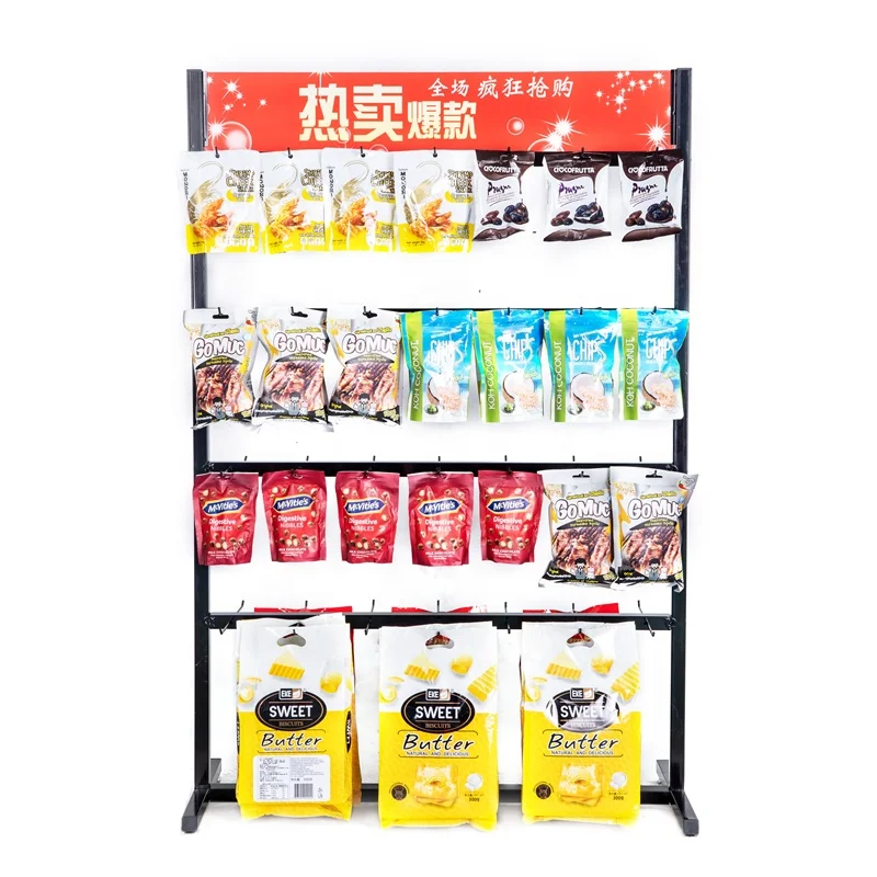 High quality hot selling hanging item retail shop fitting metal snack display rack