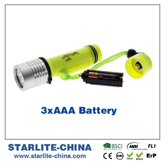 Professional lanternadeled High Bright phreatic scuba equipment water resistance 3*AAA 5H Diving  LED Torch Work Lamp Flashlight