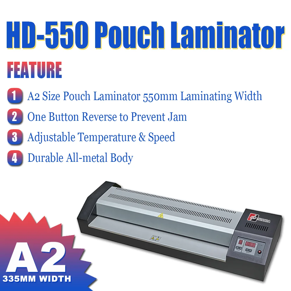 Huanda HD-550 Lamination Machine A2 A4 Laminating Machines 550 mm A3 Cold Hot Laminator