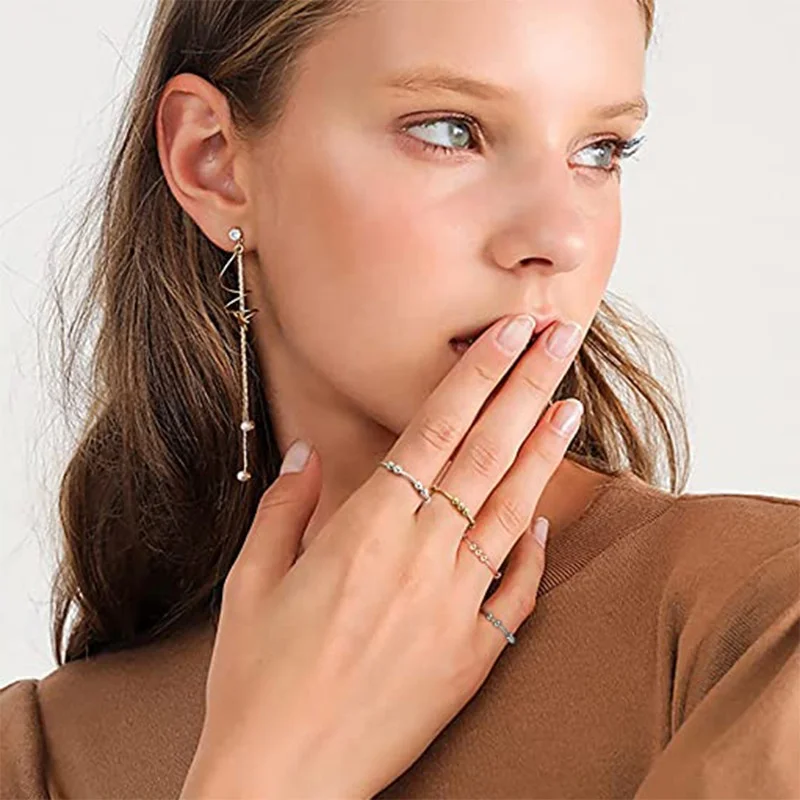 Anti-anxiety Bead Ring Women Rotating Beaded Rings Titanium Steel Anti-stress Anxiety Fidget Ring
