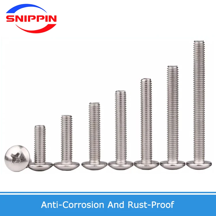 YB M2.5 M3 M4 M5 M6 M8 High Quality 304 A2 Stainless Steel  Cross Phillips Truss Head Large Round Screw Bolt Length 4MM-100MM