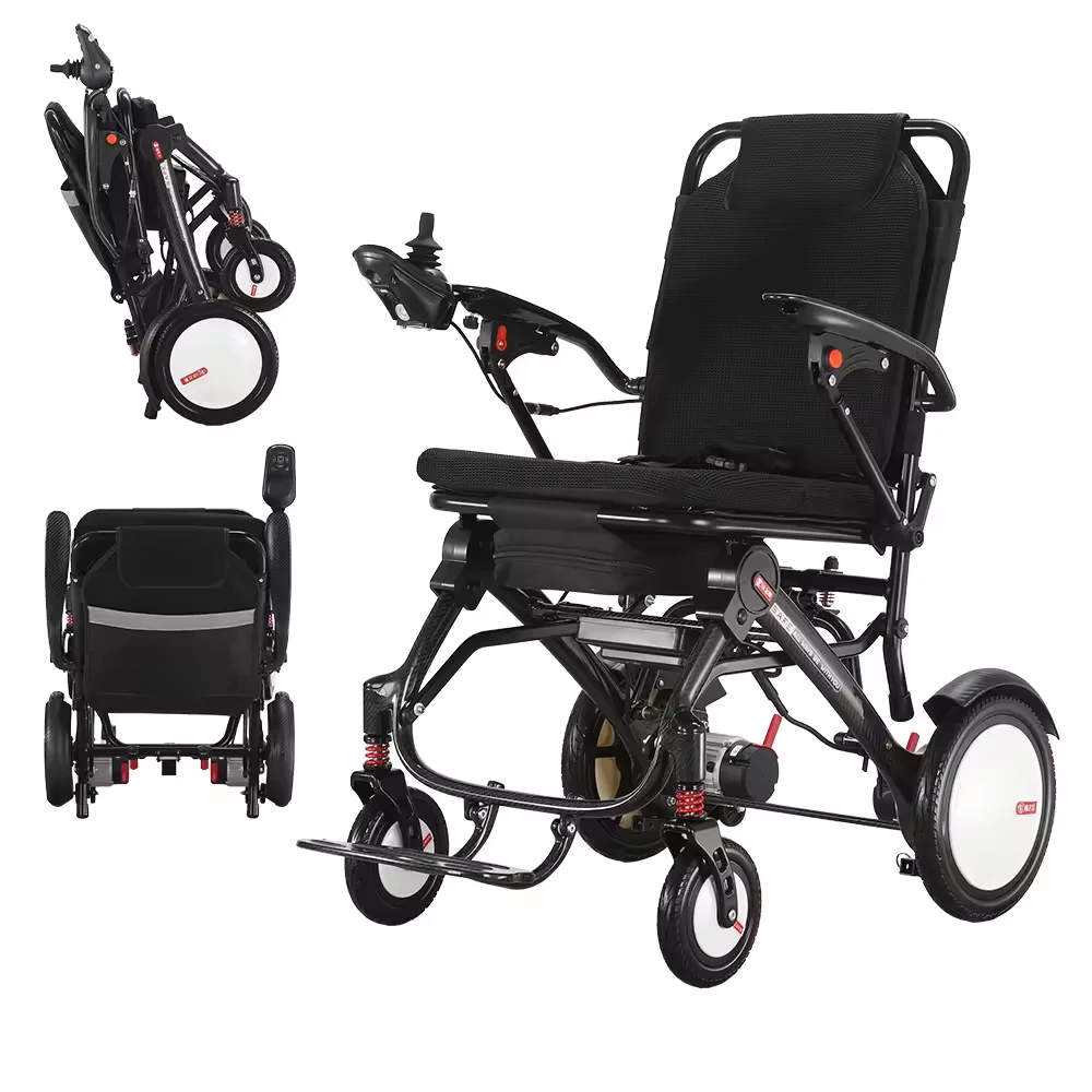 Light weight power folding wheelchair carbon fiber lightweight electric folding wheelchair for disabled