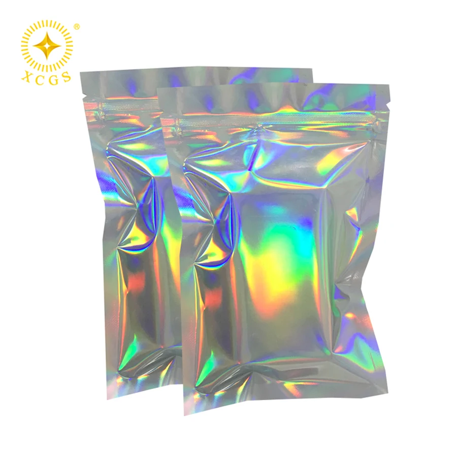 Wholesale Resealable Mylar Zipper Lock Bags Rainbow Flat Foil Pouches Smell Proof Food Storage Gift Package Supplies