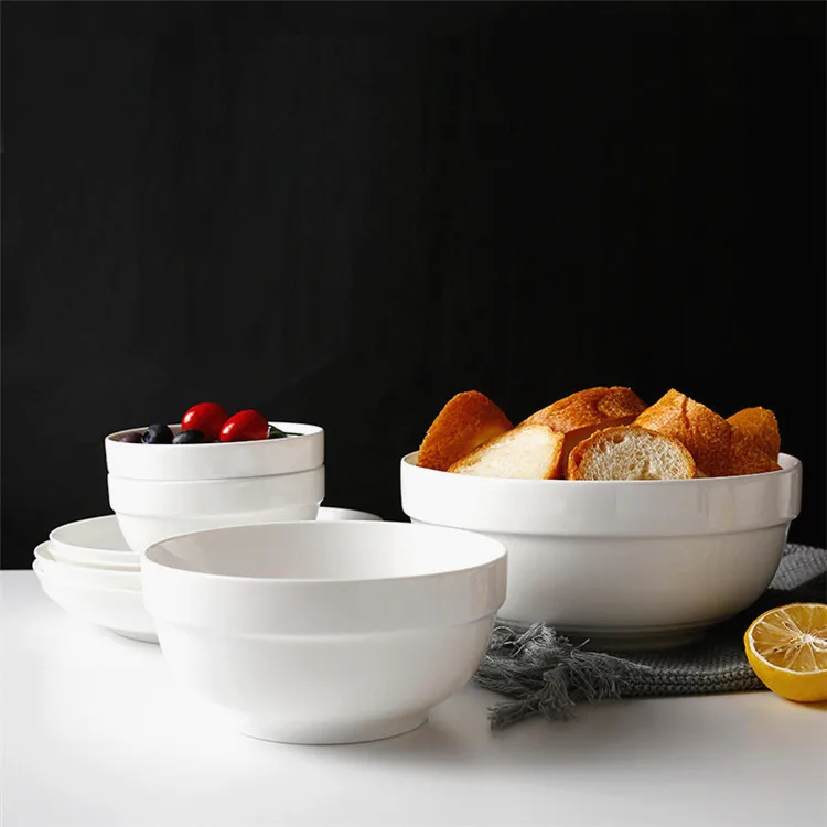 Good quality houseware personalized cereal serving bowls round shape white porcelain bowl