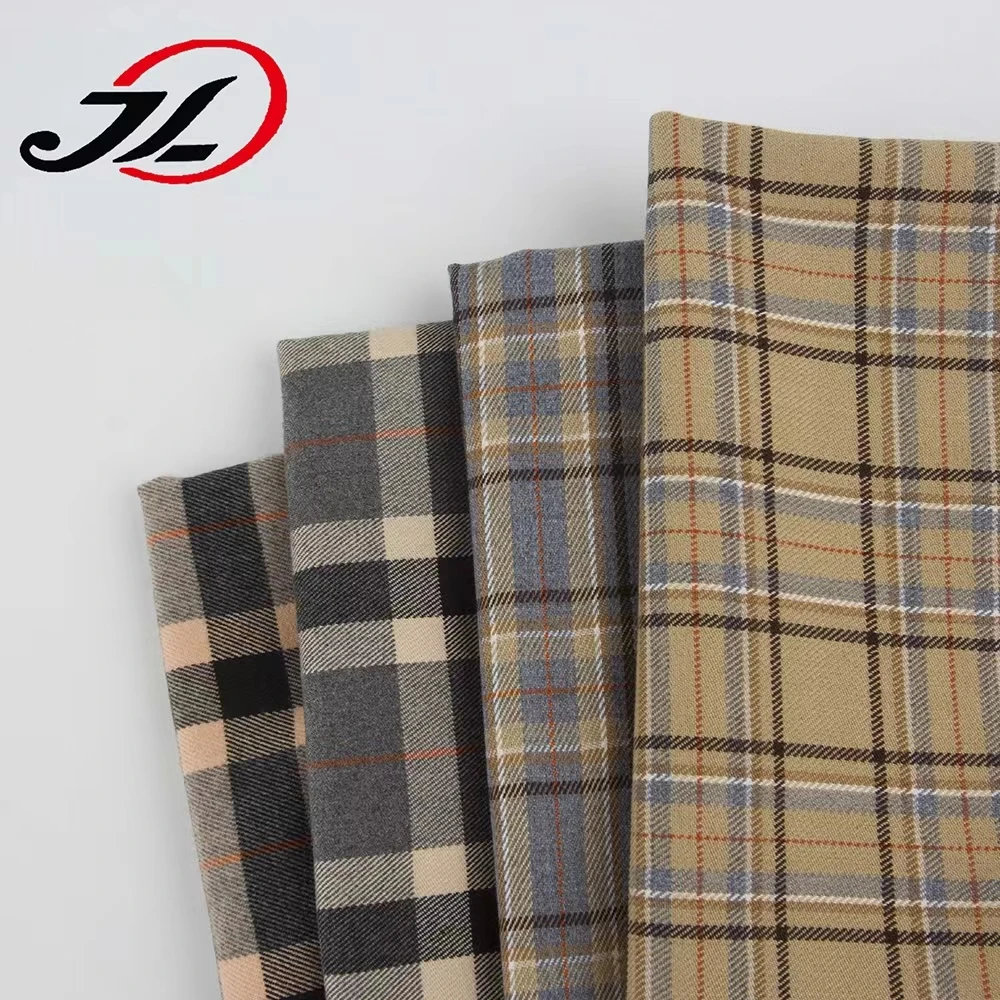 Spring and Autumn TR Textile tartan design check pattern fabric brushed plaid fabric for coat