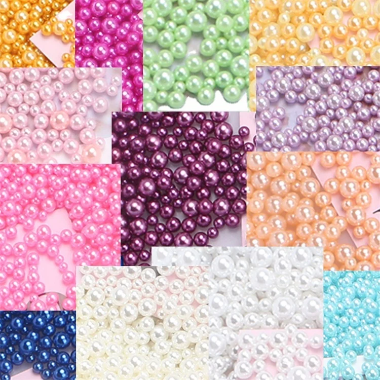 
Mixed color non-porous round artificial resin pearl DIY crystal glue, used for handicraft decoration slime accessories 