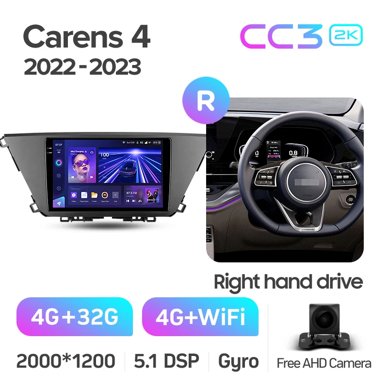 Автомобильный DVD-плеер TEYES CC3 2K для Kia Carens KY 4 IV 2022 - 2023 правый водитель 10 2 дюймов Android навигация автомобильный