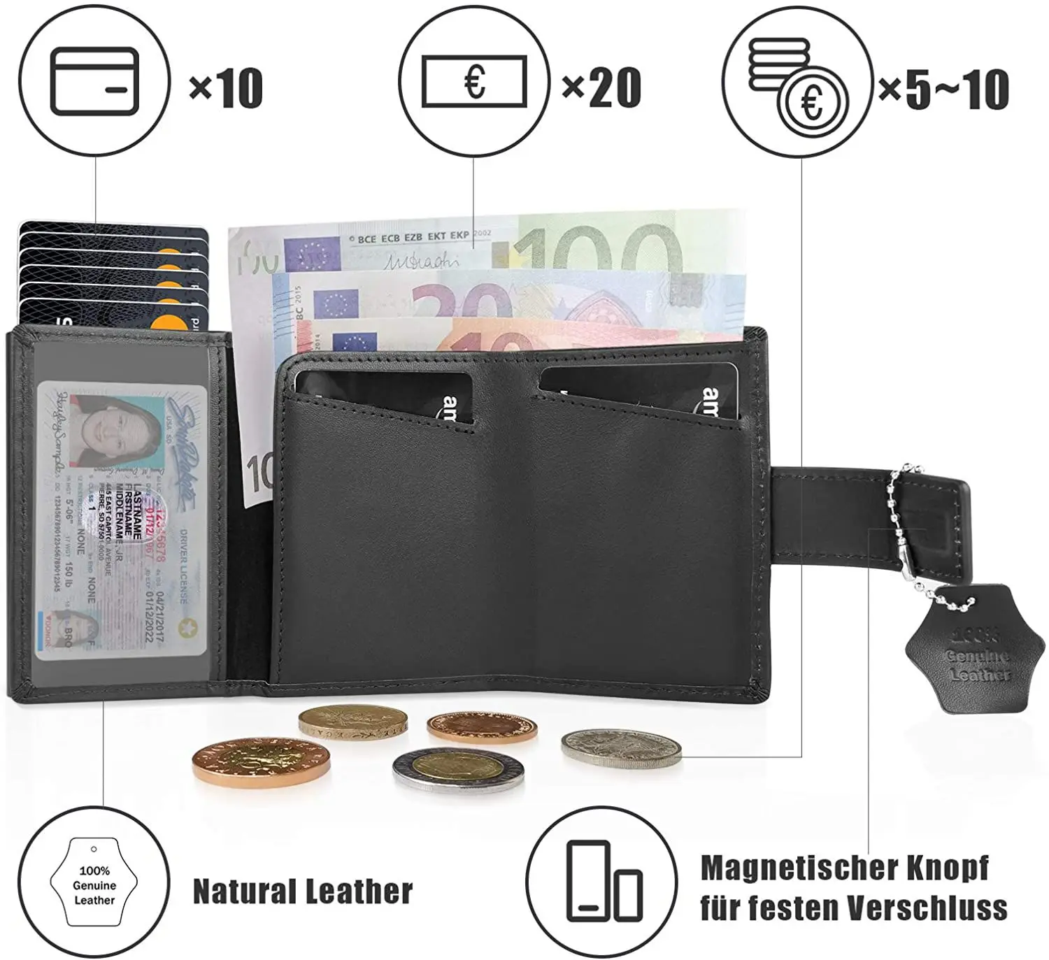 Man wallet with Airtag Holder Rfid Aluminium Card Holder with Money Clip Coin Purse airtag Wallet Small Leather Wallet Air Tag
