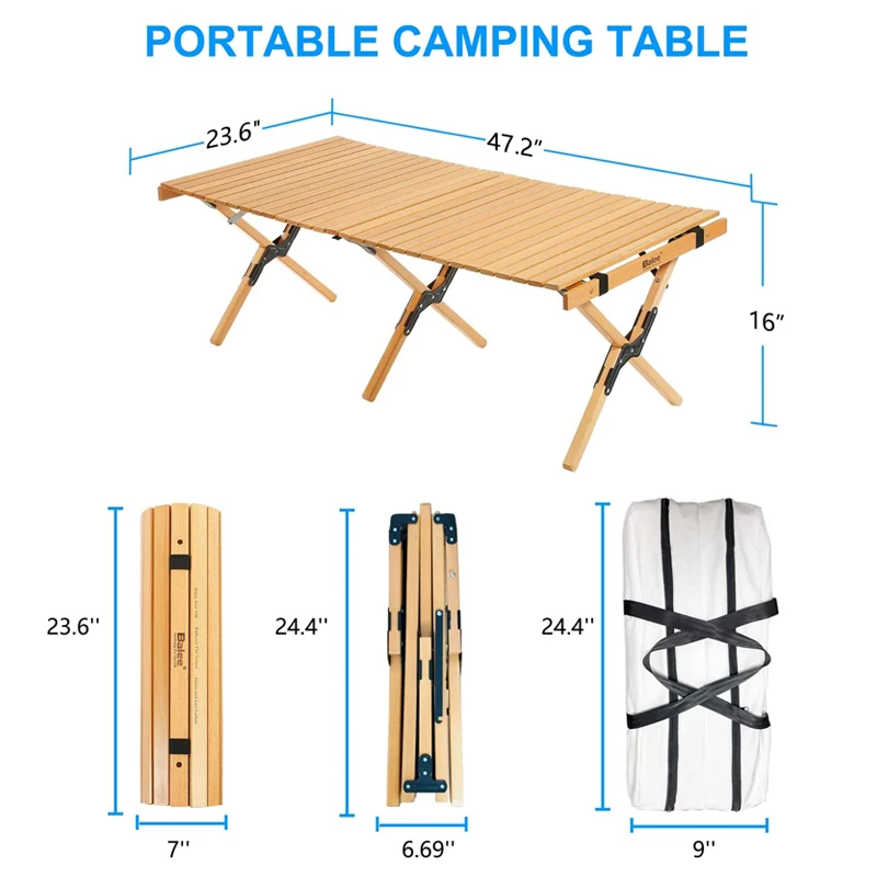 Portable Storage Foldable Wooden Camping Table And Chairs Set Outdoor Garden Dinner Party Vintage Wood Folding Dining Table