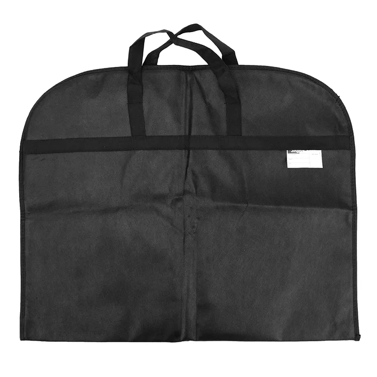 Custom High Quality Black Foldable Non Woven Fabric Transparent Window Travel Cloth Wig Packing Suit Garment Bag With Logo