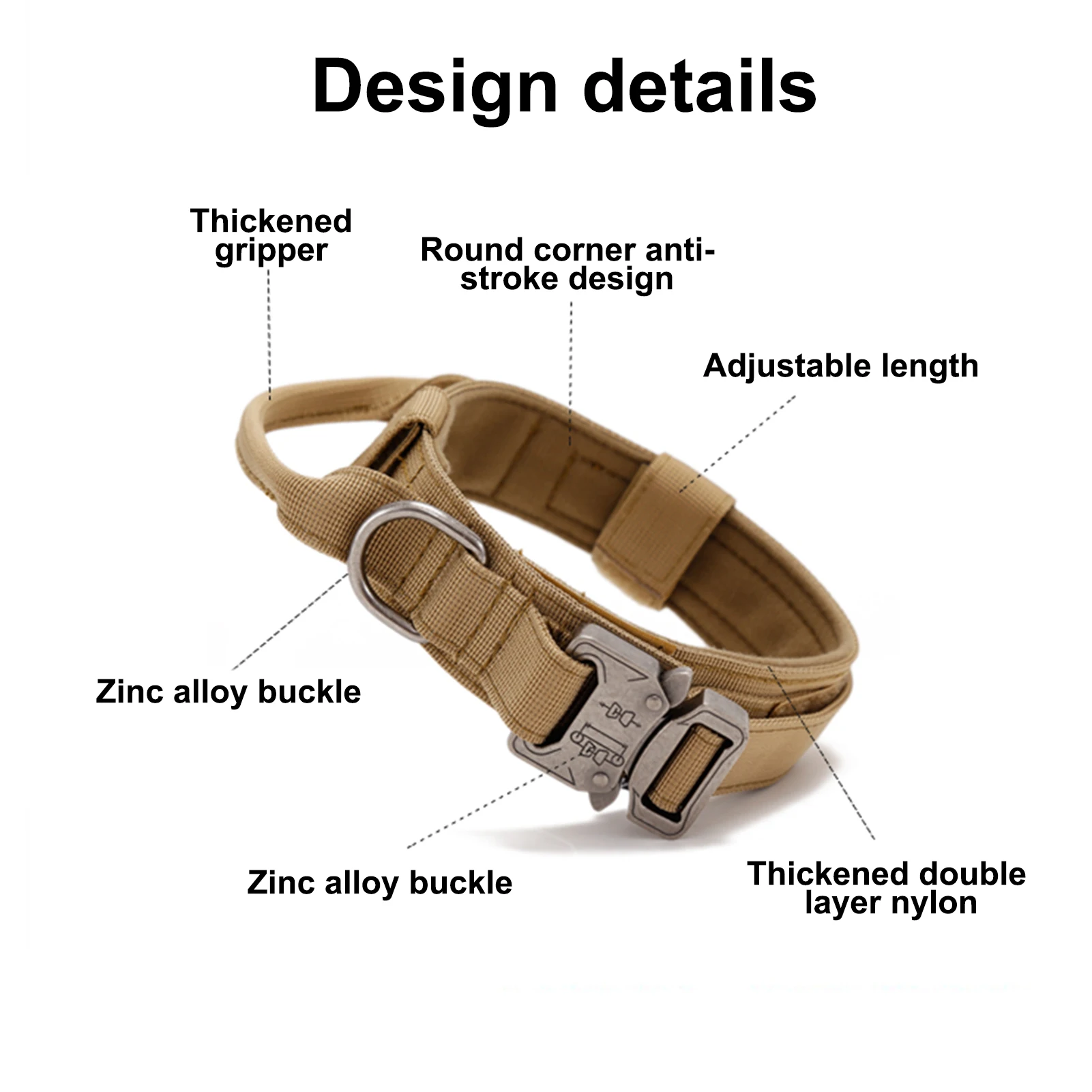 Wholesale Fashion Hunting Metal Buckle Custom Tactical Military Adjustable Pet Collar For Big Dog