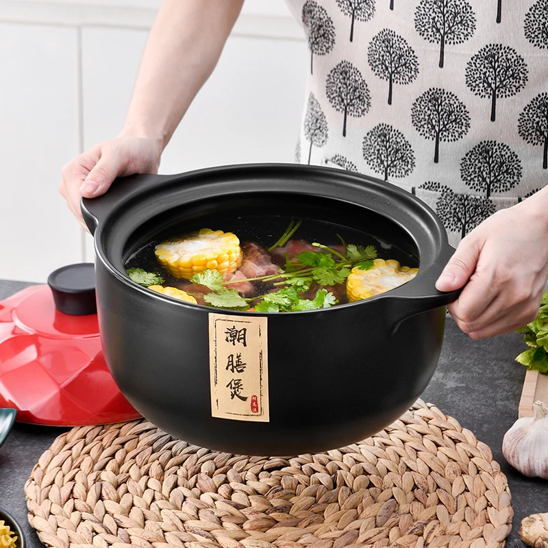RONGYE ceramic pot heat resistance cooking pot induction-gas-stove safe soup cooking pot