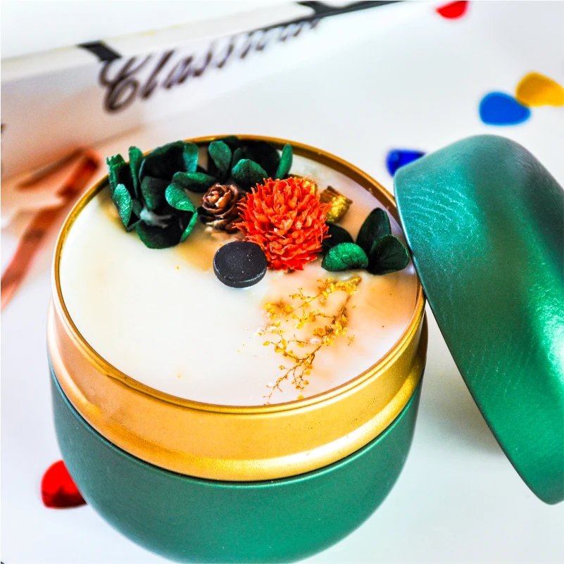 Customized Design Tin Can Candles Scented Luxury Cinnamon Scented Candles Bulk Natural Soy Wax