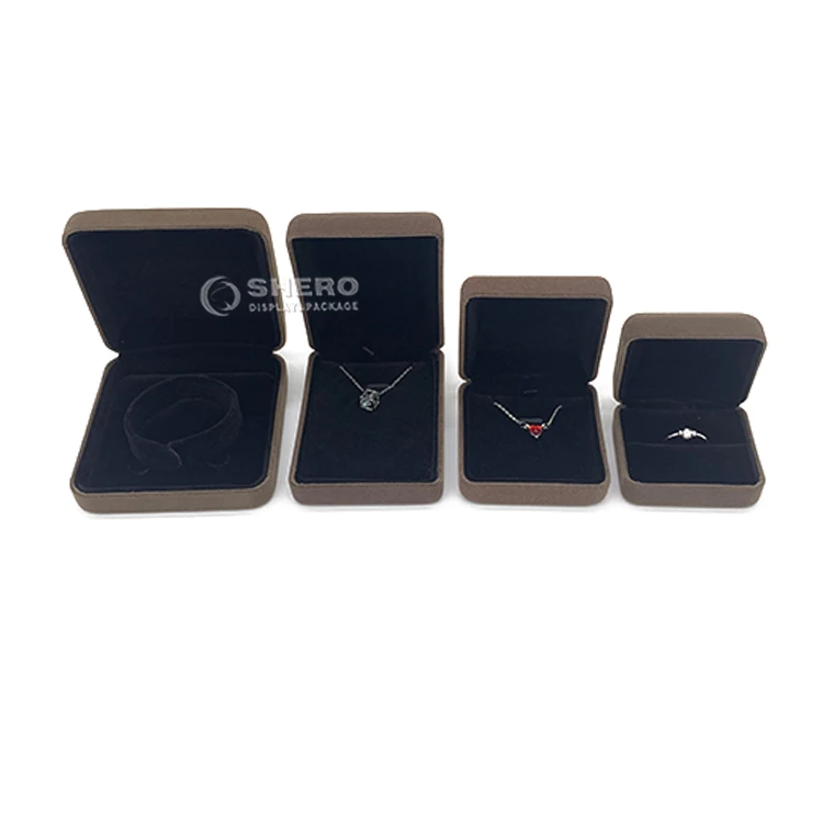 High Grade Packing Box Jewellery Velvet Luxury Velvet Jewelry Set Box Bracelets Necklaces Ring Packaging Boxes