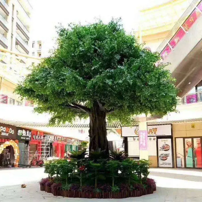 Silk Big Large Landscape Green Giant Simulation Faux Artificial Banyan Tree UV Resistant Big Banyan Plastic Tree Artificial