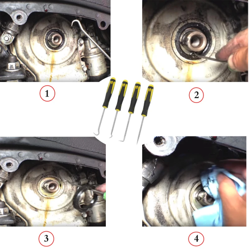 Hand Tool Kit 4pcs Durable Car Hook Oil Seal O-Ring Oil Seal Remover Pick Set Craft
