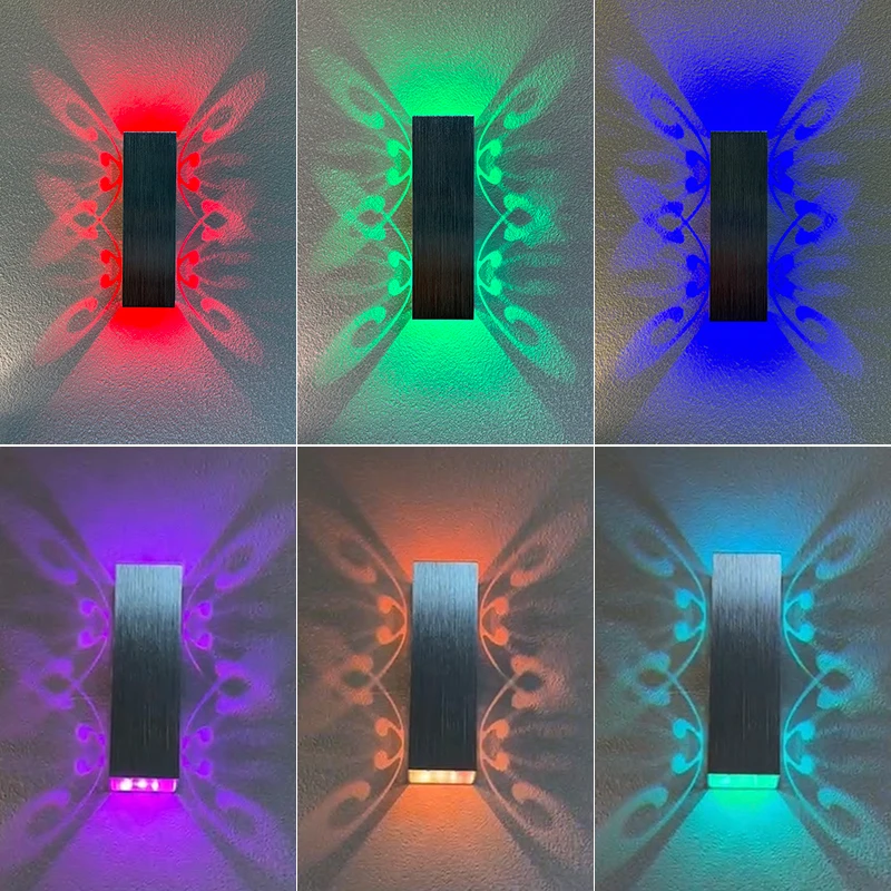 High quality aluminum lamp 6W wall light for indoor 2W butterfly