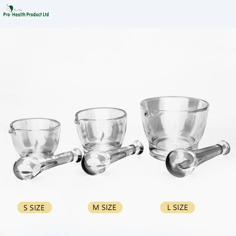 8oz Glass Mortar and Pestle Bowl, Medicine Grinder and Mixer for Pharmacy or Science Lab