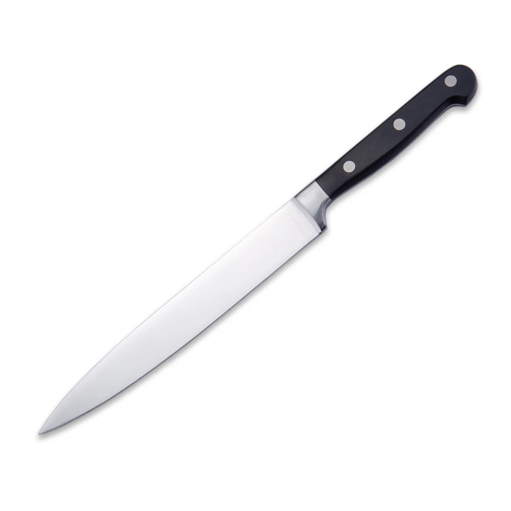 2024 Hot Sales Single Forged 8 Inch Carving Knife and Fork Set Black ABS Handle Knife Sets