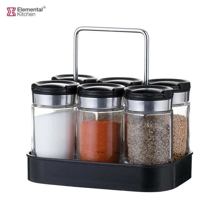 free shipping seasoning blended stack spice rack organizer borosilicate glass storage container jar marvle with packaging