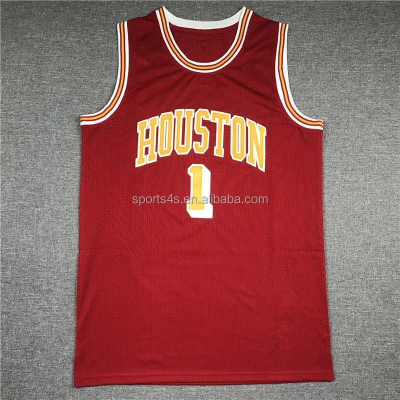 Cheap Buy Mens Throwback Striped Rocket Basketball Jersey Retro Tracy McGrady Steve Francis Navy Red Jersey