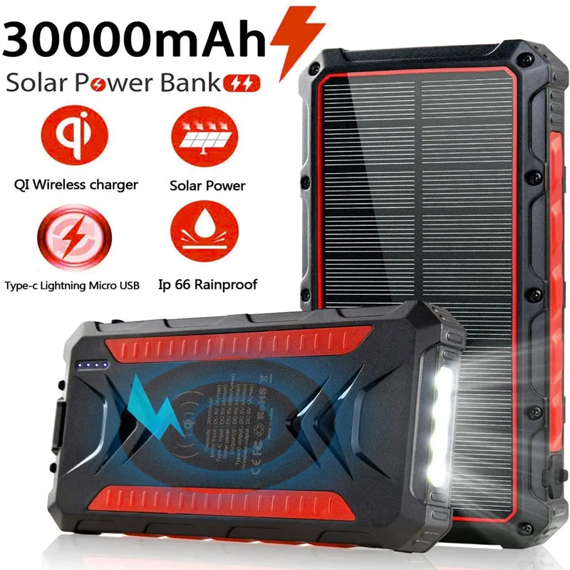 Multi-function Camping Travel Foldable Solar Panel Power Charger Solar Power Bank Powerbank Application With LED light SOS
