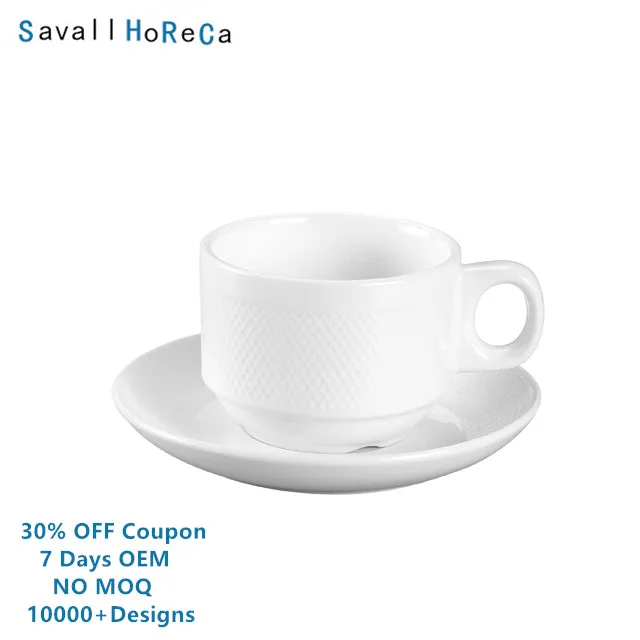 Savall HoReCa 7DaysOEM restaurant cup reusable coffee cup custom ceramic porcelain reusable coffee cup with saucer