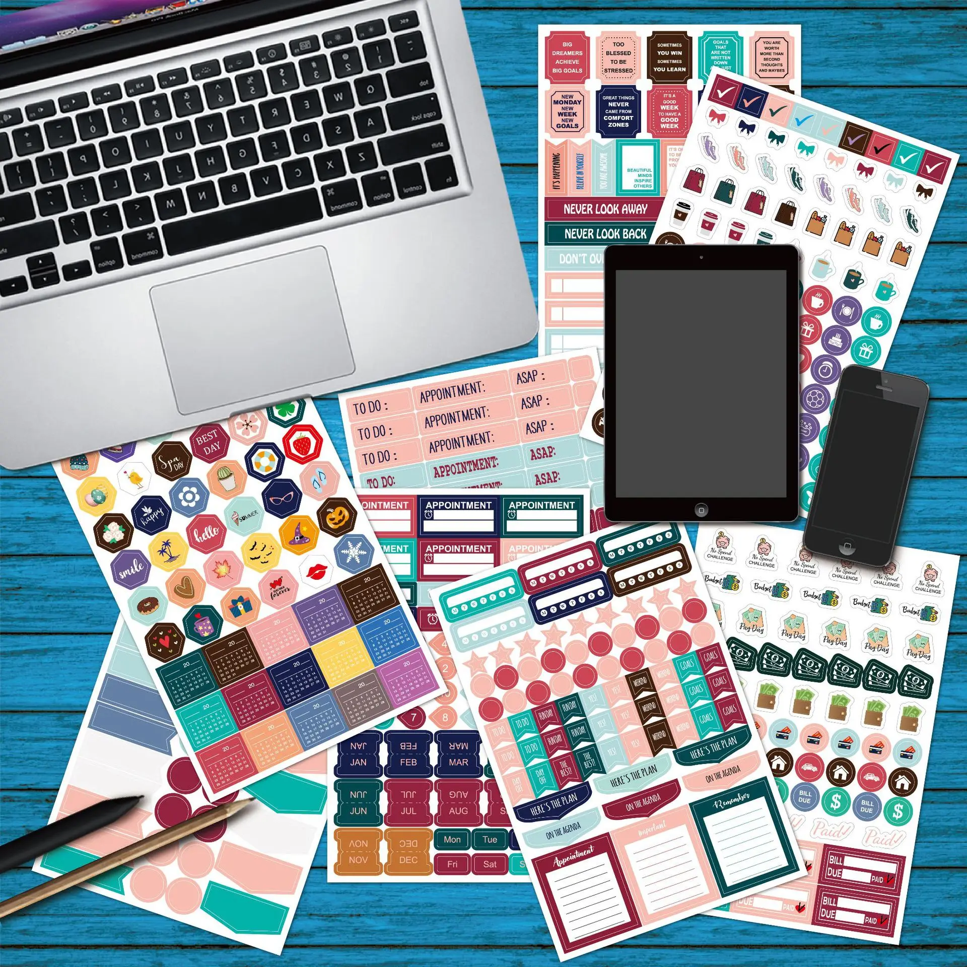 Monthly Weekly daily Planner Sticker Scrapbooking Calendar Decorating Aesthetic Sticker Vacation Journaling Unique Stickers pack