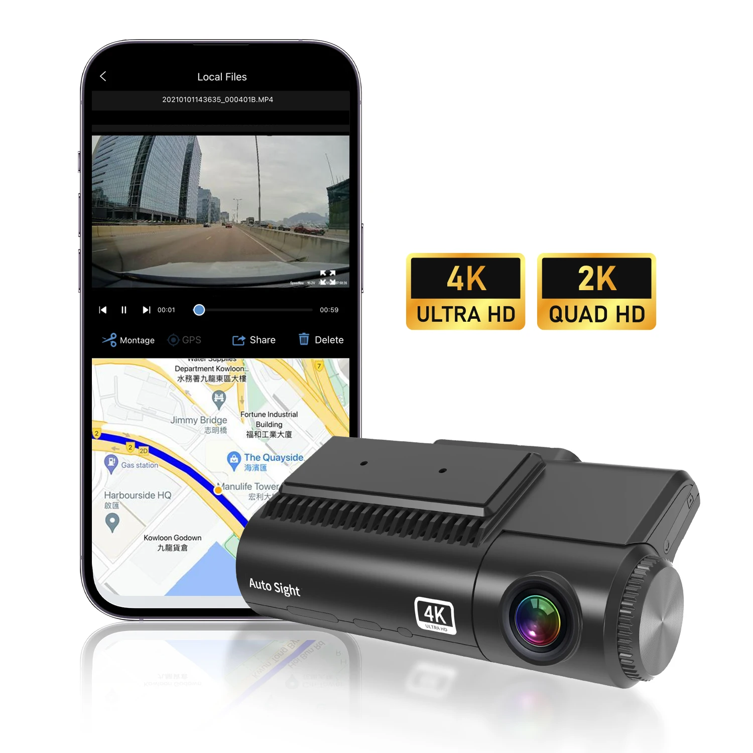 Auto Sight Car Dvr Dash Cam Doble Camara 4k Wifi Gps Dual Lens Front And Rear 4k Dash Camera Car Black Box Camera Dashcam 4k