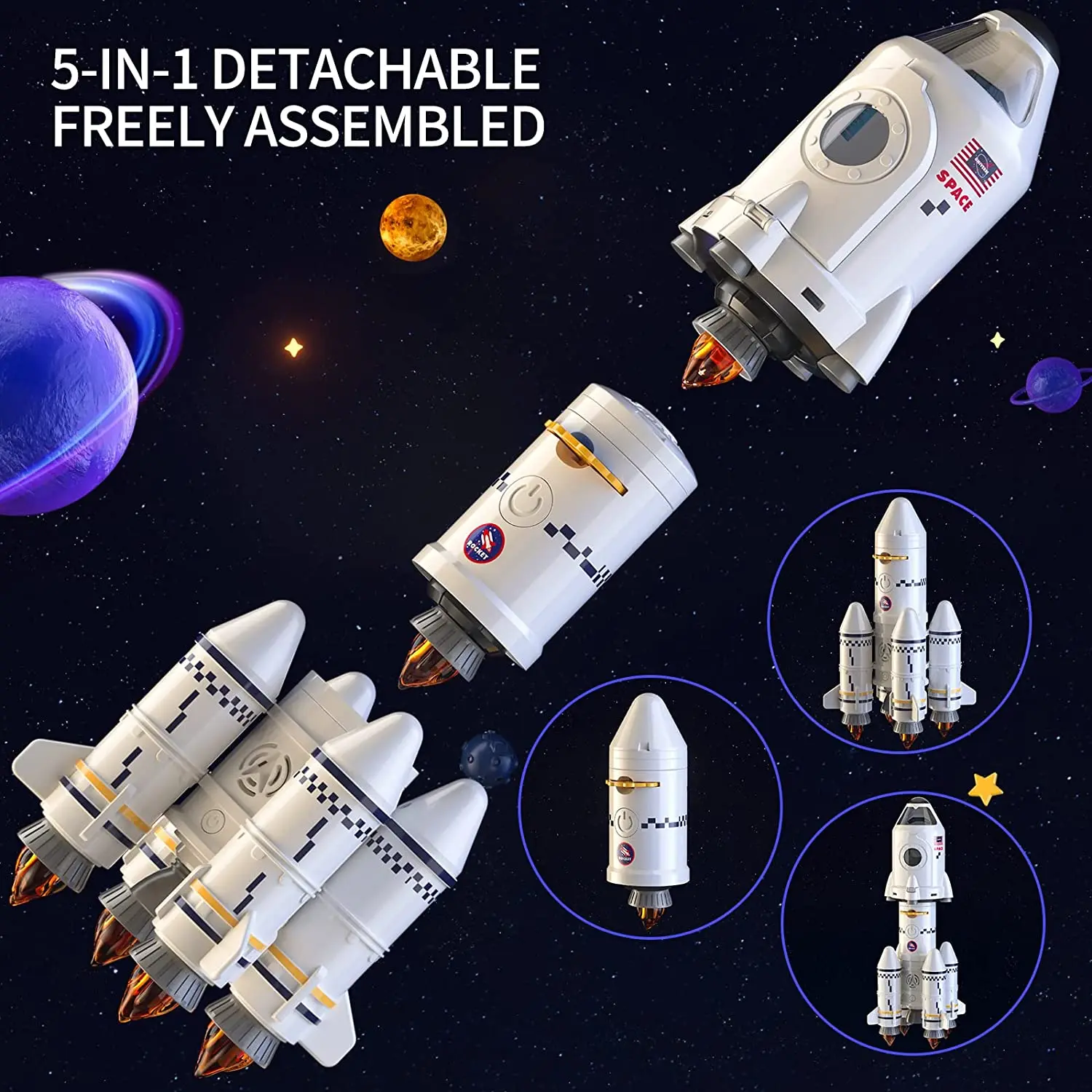 Educational Wholesale Kids Spaceship Space Rocket Ship Toys with Launch Control Center & Mini Astronaut & light music spraying