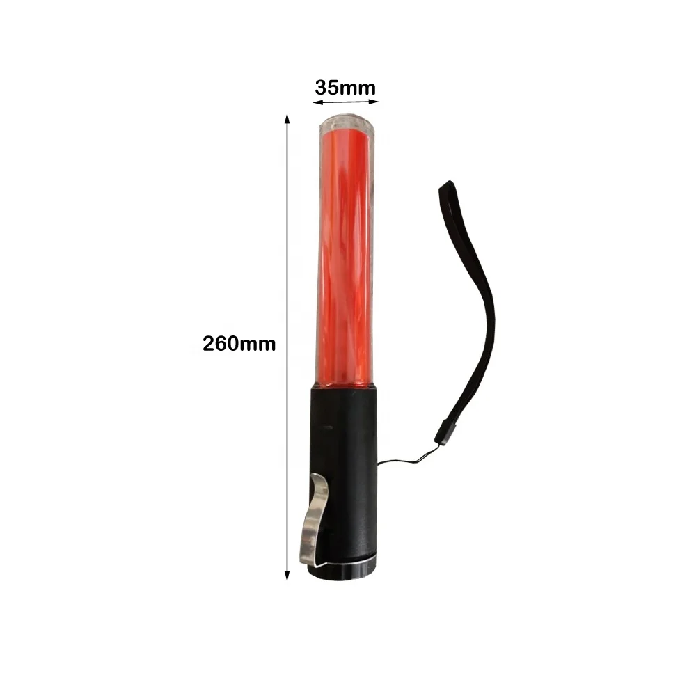 Road Crossing AA Cells Operated PC Magnetic Safety Red 260mm LED Flashing Baton Traffic Control Wand
