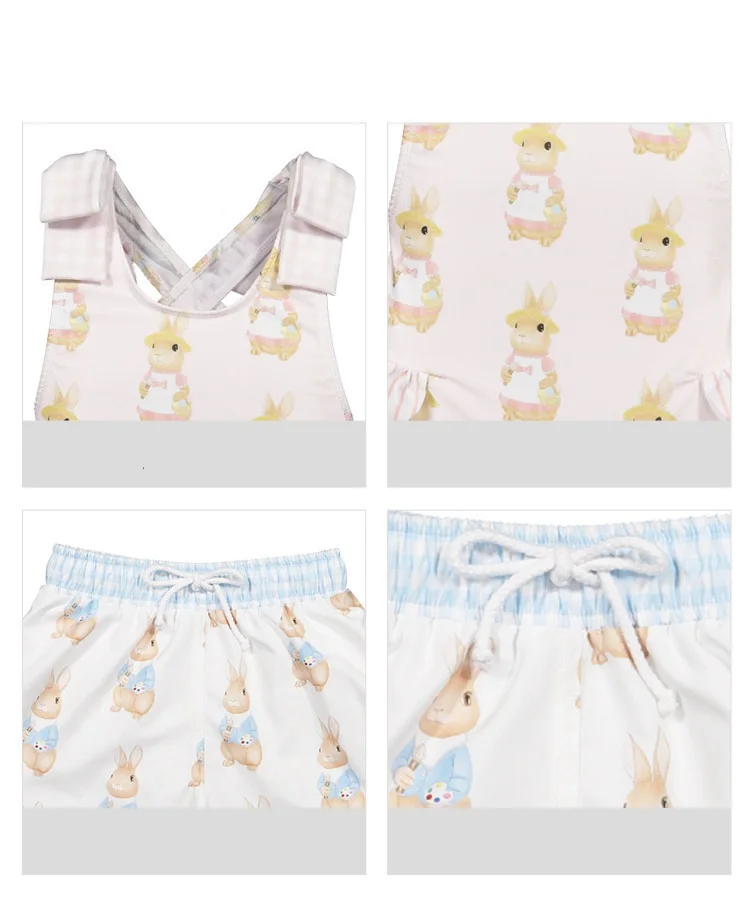 new retro little girls knitted fabrics One Piece Kids Customized Pattern Wave Edge Back Swimsuit soft spandex fabric beachwear