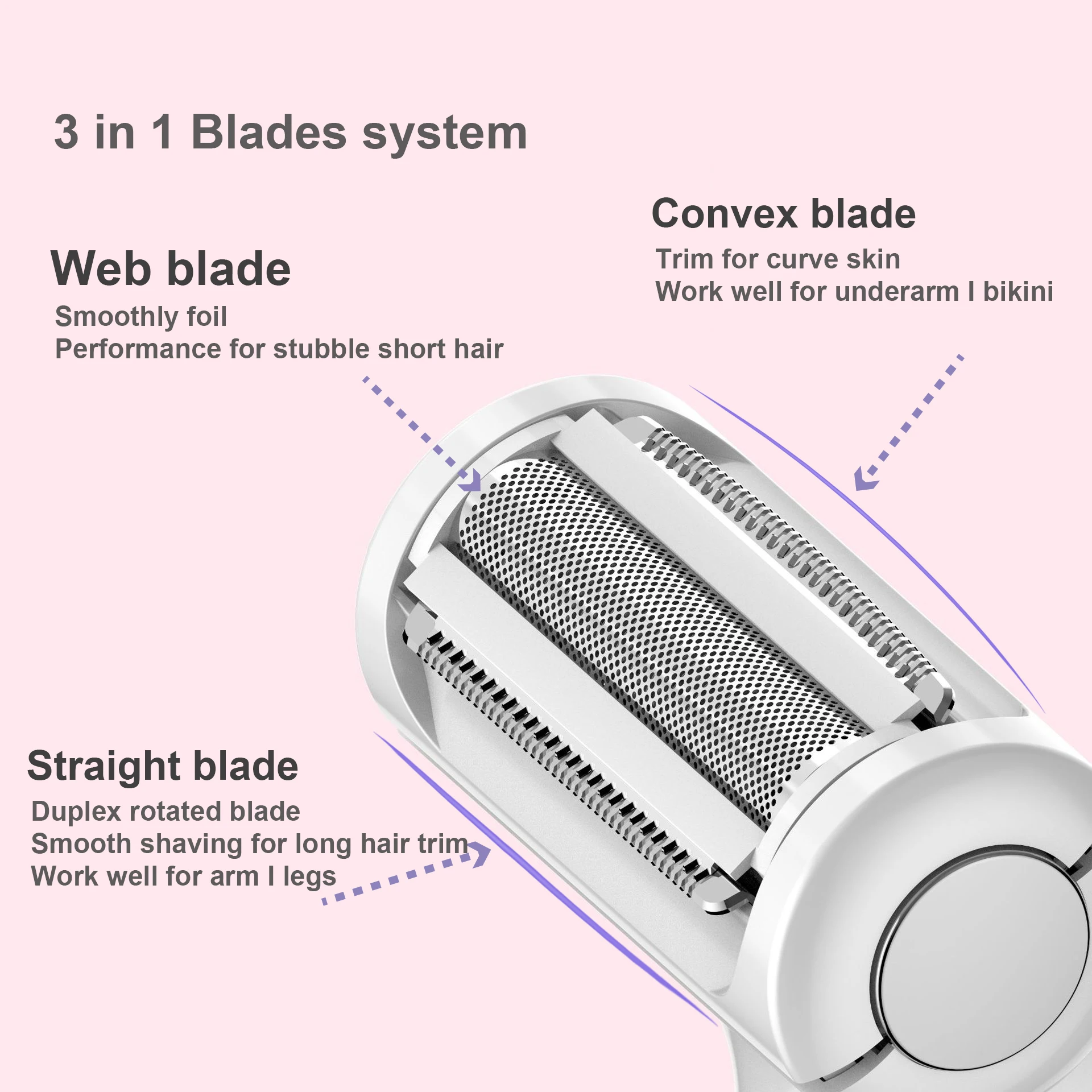 2021 new design wet dry lady foil shaver 45 degree rotated Three Blades men facial hair trim edge norelco bikini