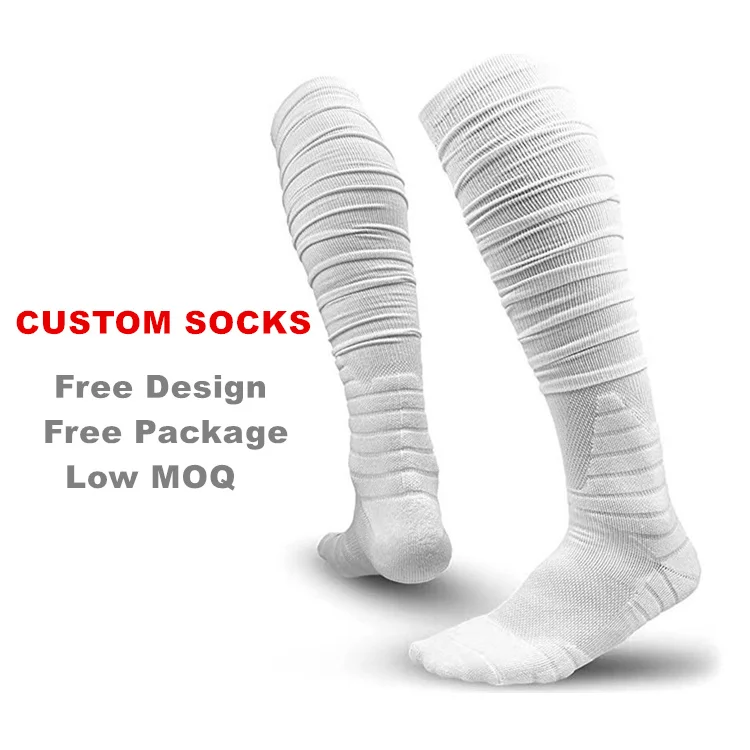 Professional Thicken Cushion Terry Mid Sleeve Elite Grip Stocking Anti Skid Long Scrunch Soccer Training Custom Logo Foot Socks