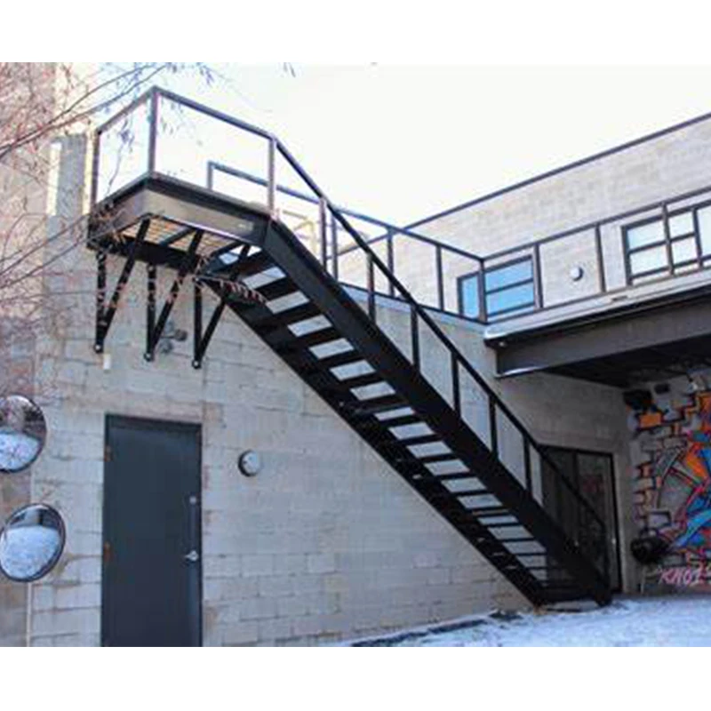 Outdoor Prefabricated Metal Fire Escape Steel Stairs Exterior Galvanized Metal Stairs