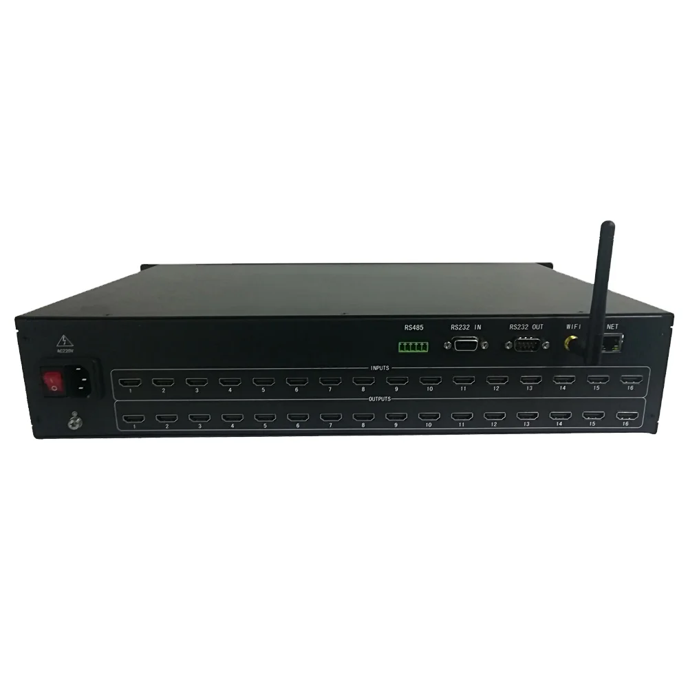 
 HMX-16X16 стеллаж монтируемый 16 в 16 Выход сплиттер для нескольких мониторов RS232 ИК-контроль UHD 4K 16x16 HDMI матричный коммутатор  