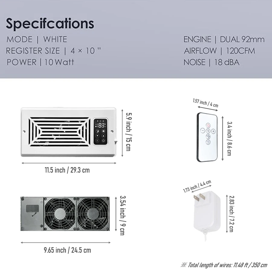 Super Quiet 4  x 10 inch 6x12 inch  US Standard Register Booster Exhaust Vent Fan with Thermostat