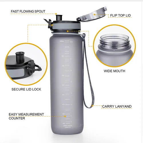Wide Mouth Tritan Portable Water Bottle BPA Free Outdoor Sports Travel Large Capacity Drink Bottle