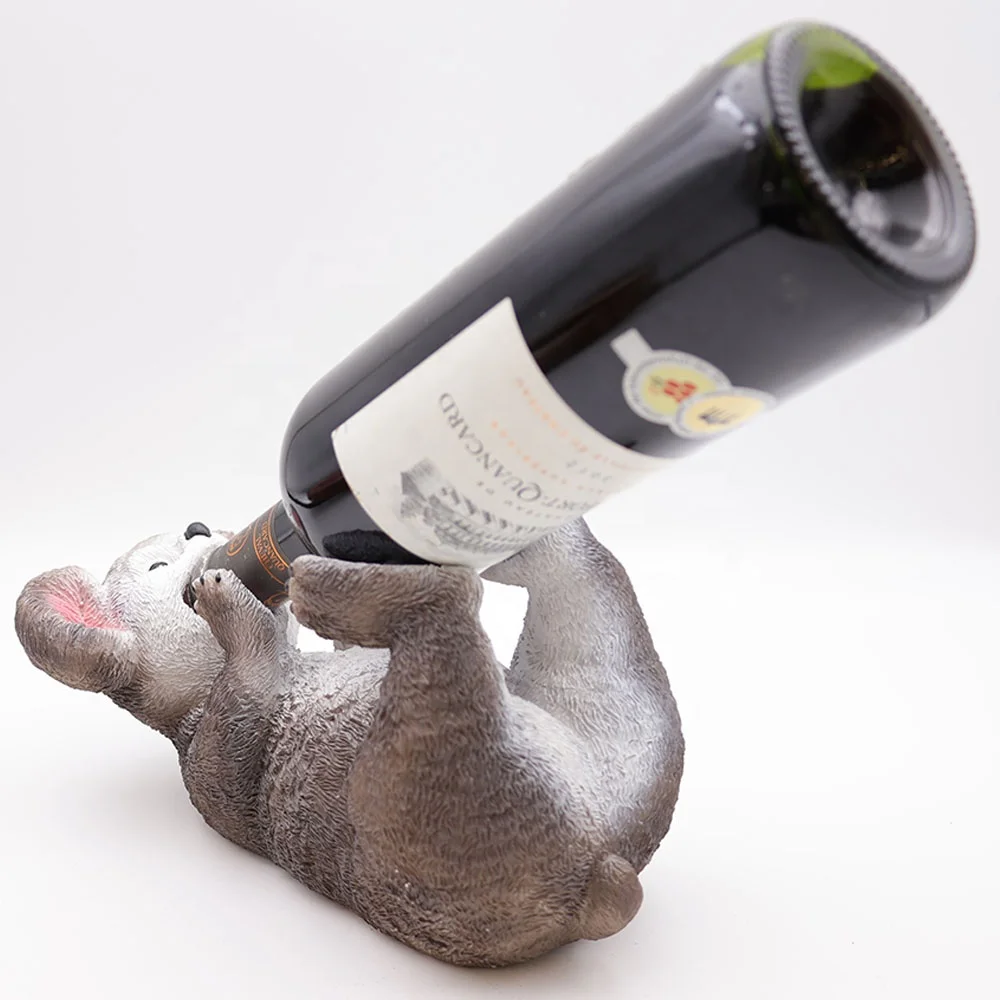 Personalized wholesale barware handmade decorative animal figurine resin single bottle rack polyresin koala wine bottle holder