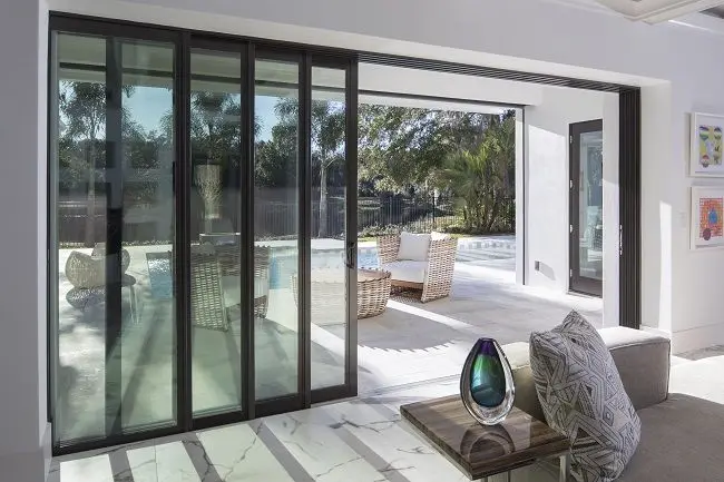 DERCHI exterior slim frame soft close Interior sliding door waterproof soundproof double glass aluminium patio sliding doors