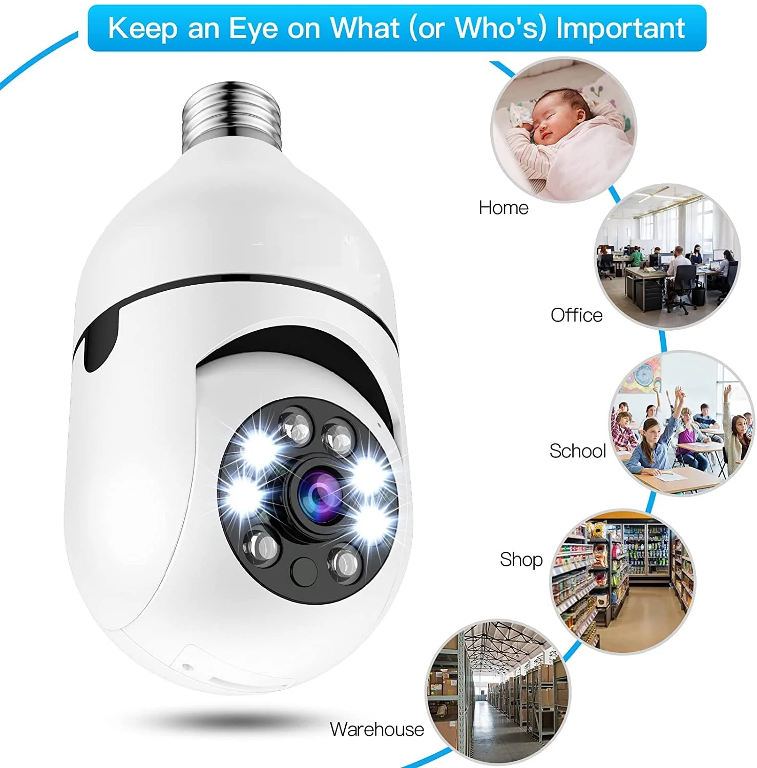 360 Degree Pan Security Light Bulb Camera Wifi Panorama Camera Surveillance CCTV Cameras with Motion Detection Remote Viewing