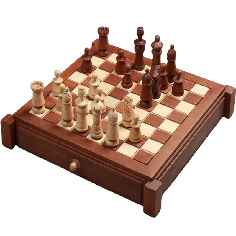Luxury Chess Set Premium Unique Wooden Chess Set Mahogany and Ash Solid Wood Chess Set Game Birthday Gift