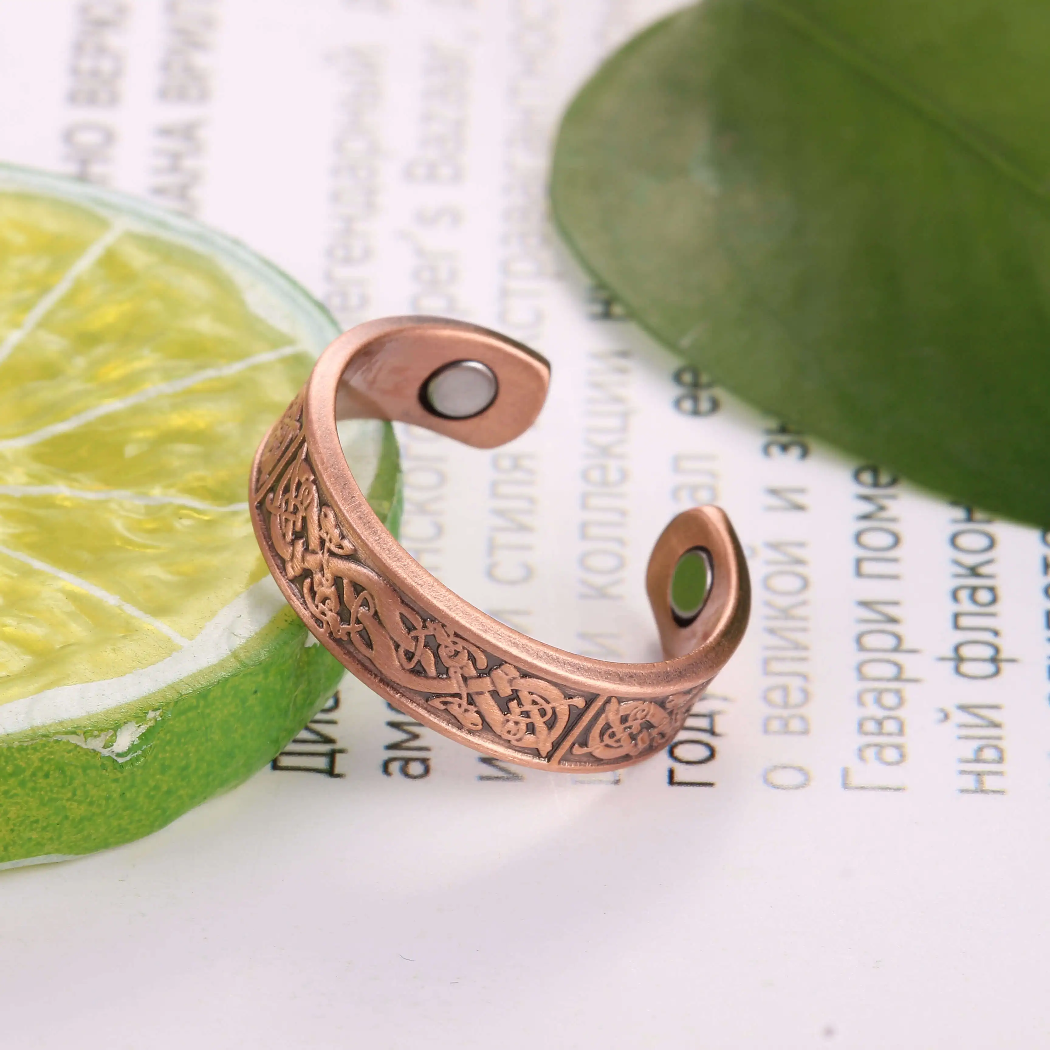 Fashion Jewelry  Adjustable Magnetic Ring Relieve Pain Blood Circulation Vintage Copper Ring custom Cuff ring