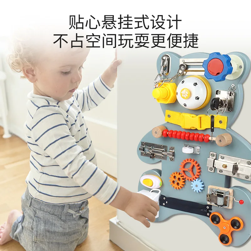New Wooden Bear Felt Sensorial Busy Board Montessori Sensory Children Learning Toys
