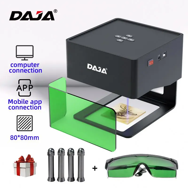 DAJA DJ6 портативные лазерные гравировальные станки DIY маркировка лазерная резка и гравировка настольный лазерный принтер с синим светом для банок