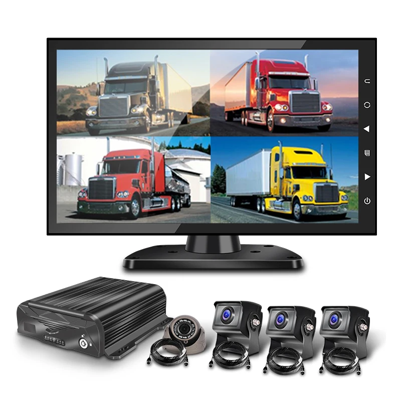 MDVR комплекты с 10 1 дюймовым монитором 4CH 4G GPS 1080P HDD Мобильный DVR система водонепроницаемый купол зеркало заднего вида ИК ночного видения камеры