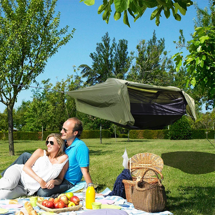 Custom Double Nylon Trekking Travel Foldable Folding Camo Haven Camping Hammock Swing Tent
